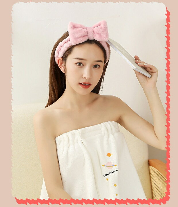 楽天市場】送料無料 ヘアバンド 洗面用 レディース リボン ふわふわ 
