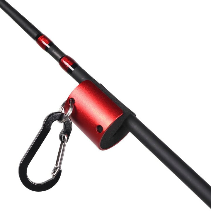 送料無料 ロッドホルダー ロッドスタンド ロッドキーホルダー ロッドクリップ フィッシング キャリー 竿ホルダー 軽量 カラナビ付き 釣りベスト |  Plus Nao コンパクトロッドホルダー 黒・赤