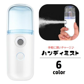 送料無料 ハンディ ミスト フェイススチーマー 30ml 充電式 美顔器 美容器 保湿 噴霧スプレー 加湿器 携帯用 ポータブル コンパクト 持ち歩き便利 リチウム スキンケア 毛穴ケア 乾燥対策