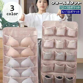 送料無料 プラスナオ ウォールポケット 両面収納 ハンガー式 壁掛け 吊り下げ 下着収納 収納 衣類 フック付き メッシュ 整理整頓 スッキリ 省スペース 小物入れ ブラジャー 靴下 クローゼット収納 ハンギング