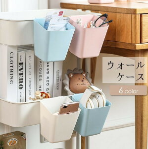 送料無料 ウォールケース ウォールポケット フック一体型 小物入れ 小物収納 吊り下げ式 雑貨 収納 整理 四角 スクエア パステルカラー シンプル
