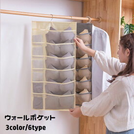 送料無料 ウォールポケット 両面収納 ハンガー式 壁掛け 吊り下げ収納 メッシュ 下着収納 靴下 ブラの型崩れ防止 衣類 小物入れ 省スペース ハンギング クローゼット 整理整頓 スッキリ