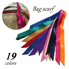 送料無料 スカーフ バッグスカーフ 細スカーフ ロングスカーフ 100cm 幅4cm 無地 光沢 スリムスカーフ リボン ヘアアレンジ ファッション小物 ホワイト ブラック ピンク グリーン