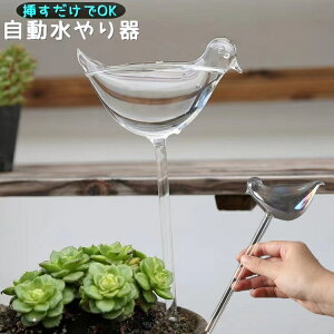 送料無料 自動水やり器 給水装置 散水器具 ガーデニング 水やり 植木鉢 鉢植え お花 植物 留守 外出中 旅行 出張 トリ 小鳥 かわいい クリア 挿すだけ