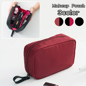 送料無料 化粧ポーチ コスメポーチ 小物入れ メイクポーチ スクエア 四角形 無地 シンプル 内ポケット ジッパー ファスナー メイク道具入れ 持ち運び ポータブル 旅行 出張 外出 お出かけ 女性用 婦人用