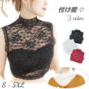 送料無料 つけ襟 付け襟 レディース フェイクカラー 総レース ハイネック 立襟 重ね着用 ノースリーブ 偽の襟 シース…