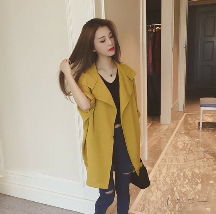 楽天市場 送料無料スプリングコート アウター コート 七分袖 テーラード風 レディース ミディアム丈 羽織物 無地 シンプル カジュアル お洒落 着回し 通勤コーデ 大人コーデ 綺麗 春 夏 Plus Nao