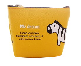 送料無料 コインケース 小銭入れ 小物入れ 財布 ミニポーチ ファスナー レディース チャック ジッパー zip コンパクト ミニ財布 PUレザー アニマル 動物 イラスト イエロー ブルー ピンク ローズ