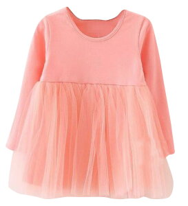 送料無料 子供用 ワンピース 長袖 膝上 Aライン フレアスカート ふんわりスカート ラウンドネック ウエスト切替 ボーダー ストライプ チュール チュチュ ふわふわ フワフワ シンプル 無地 可