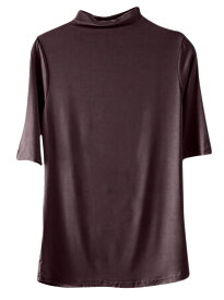 送料無料 Tシャツ カットソー レディース トップス 半袖 5分袖 ハイネック ハイネックTシャツ ハイネックカットソー 無地 シンプル カジュアル 定番 ベーシック 大きいサイズ