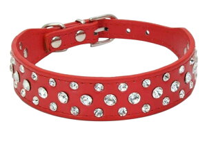送料無料 犬用首輪 猫用首輪 犬用 猫用 ベルトタイプ チョーカー PUレザー 小型犬 中型犬 ペット用品 ペットグッズ ラインストーン 可愛い