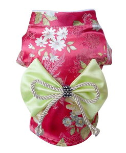 送料無料 ドッグウェア 犬用 小型犬 ペット用品 着物 花柄 リボン きれいめ フォーマル お呼ばれ おしゃれ パーティー お正月 記念日 誕生日