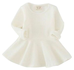 送料無料 子供用 ワンピース 長袖 膝上 フレアスカート ラウンドネック ミニ丈 ミニワンピ 丸首 プルオーバー 厚手 カジュアル かわいい 春秋 おしゃれ シンプル 無地 パステルカラー モノト