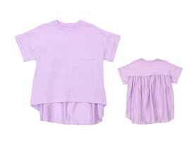 送料無料 カットソー Tシャツ 異素材切り替え 半袖 子供服 キッズ ベビー ジュニア 女の子 ガールズ トップス かわいい フェミニン バックコンシャス こども服 子ども服 春服 夏服