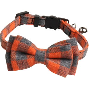 送料無料 首輪 ペット用 猫用 犬用 ワンタッチ 調節可能 リボン 取り外し可能 チェック柄 格子柄 カジュアル お洒落 かわいい 可愛い お出かけ お散歩 普段使い イヌ いぬ ネコ ねこ ペット用