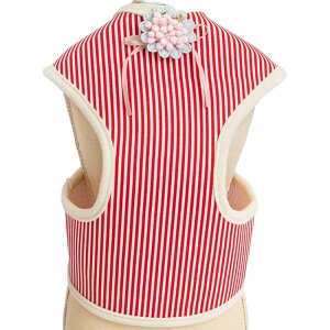 送料無料 ハーネス リード 2点セット 犬用 ペットグッズ ストライプ コサージュ 胴輪 散歩紐 メッシュ 通すタイプ かわいい おしゃれ 犬用品 犬グッズ 超小型犬 小型犬 中型犬 ドッグ イヌ イ