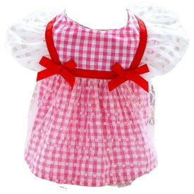 送料無料 ペットウエア ドッグウェア ワンピース ノースリーブ 半袖 レース チュール 制服 コスプレ チェック柄 リボン ナチュラル ギャザー 袖なし 犬 猫 洋服 ガーリー かわいい キュート 前開き スナップボタン おしゃれ かわいい キュート カジュアル 犬服 夏 春 犬の服