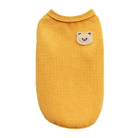 送料無料 ドッグウェア 犬服 タンクトップ ベスト ペット 猫 洋服 ワッフル生地 ノースリーブ 袖なし クマ アップリケ 可愛い 春夏