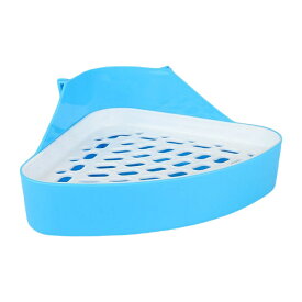 送料無料 ウサギ用トイレ 小動物 ラビット フェレット ペット用品 三角 扇形 コーナー取り付け すのこ付き 固定式 コーナートイレ 排泄場所 ペットグッズ 取り付け簡単 フック 着脱簡単