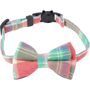 送料無料 猫用首輪 カラー ペット用品 アクセサリー チョーカー 首飾り 鈴 リボン 蝶ネクタイ チェック柄 可愛い セーフティバックル 安全バックル