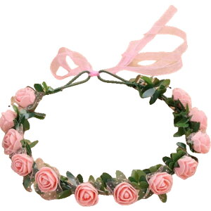 送料無料 花冠 花かんむり ヘッドドレス バラ 薔薇 フラワーティアラ レディース ウエディング フラワー ブライダルヘッドピース パーティー ティアラ 可愛い