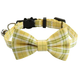 送料無料 猫用首輪 カラー ペット用品 ネコ アクセサリー チョーカー 首飾り 鈴 可愛いリボン 蝶ネクタイ チェック セーフティバックル 安全バックル
