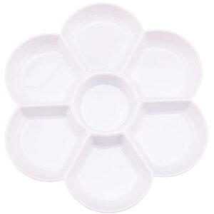 送料無料 水彩パレット 絵皿 花形 円形 アクリル ペイント トレイ トレー 白 透明 ホワイト クリア 絵の具 絵具 水彩画 お絵かき 絵画 アート クラフト DIY 美術