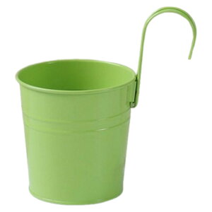 送料無料 フラワーポット 植木鉢 鉢カバー 園芸用品 インテリア雑貨 小物入れ 底穴なし ハンドル フック付き ハンギング 吊り下げ 鉄製 小型 観葉植物 カラフル おしゃれ