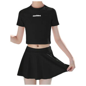 送料無料 水着 スイムウェア 上下セット セットアップ キッズ ジュニア レディース 女の子 女性 子ども用 子供用 セパレート Tシャツ風 スカート風 100 110 120 130 140 150 海水浴 プール ビーチ 丸
