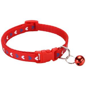 送料無料 首輪 ペット用 カラー 犬用 猫用 小型犬 鈴付き ハート柄 ワンタッチバックル おしゃれ かわいい お散歩 お出かけ ドッグ キャット いぬ イヌ ねこ ネコ 長さ調節可能 デイリー 普段