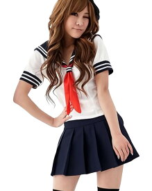 送料無料 コスチューム セーラー服 上下セット 学生服 女子高生 コスプレ シャツ 半袖 ミニスカート ネクタイ JK レディース 女性用 衣装 イベント ハロウィン セクシー 可愛い 大人用