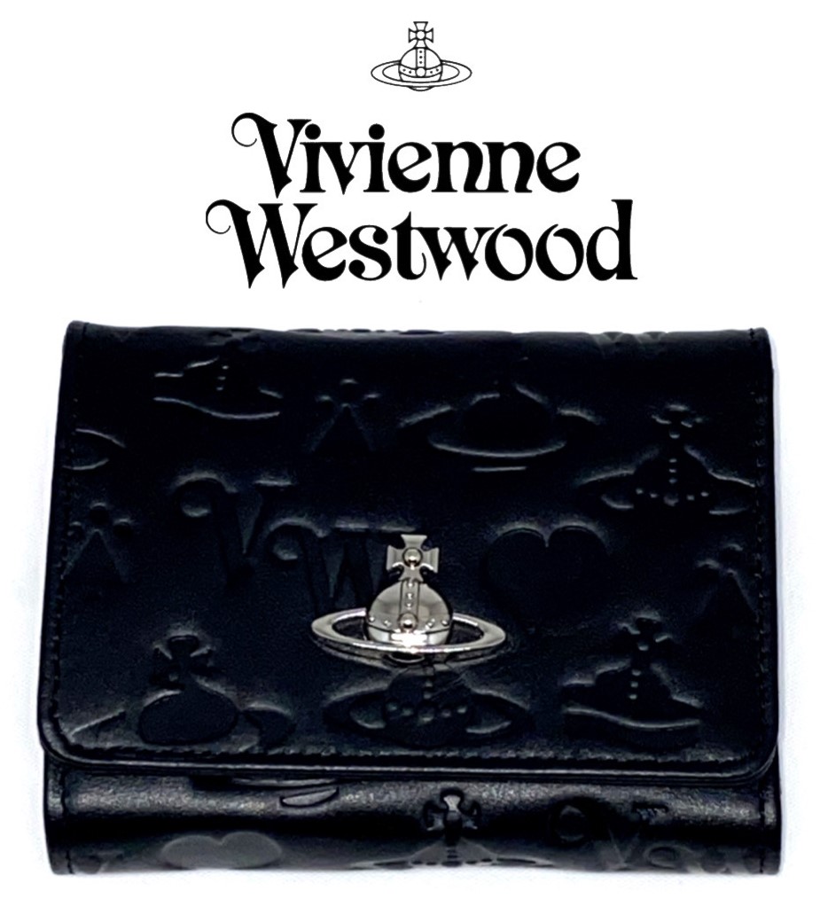 楽天市場】ヴィヴィアン ウエストウッド 三つ折り財布 レザー ブラック