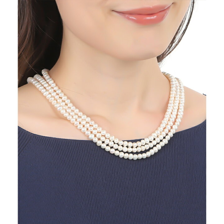 楽天市場】パール ネックレス ロング 真珠 ロングネックレス 2連  