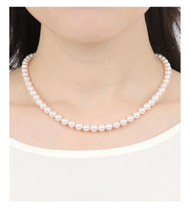 楽天市場】パール ネックレス レディース 淡水 真珠 無核 本真珠 6mm  