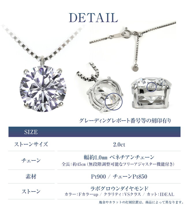楽天市場】ダイヤモンド ネックレス 2カラット 2.0ct 鑑定書 一粒 