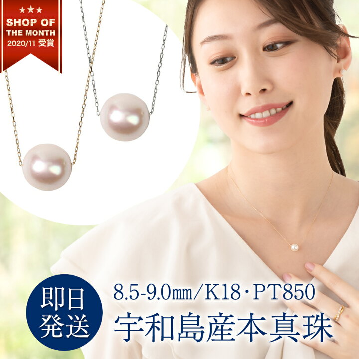 楽天市場】パール ネックレス 一粒 K18 プラチナ 真珠ネックレス 
