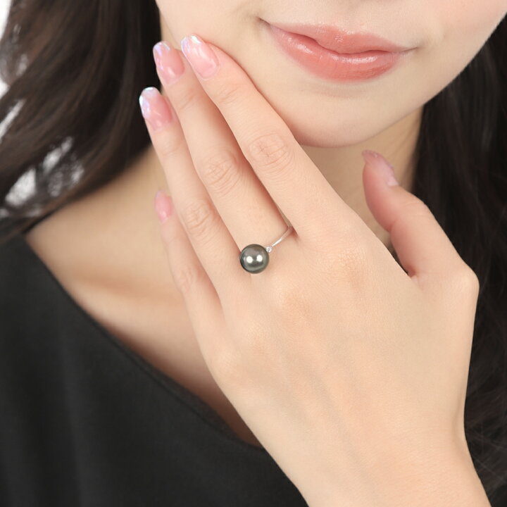 楽天市場】黒真珠 リング 指輪 ダイヤモンド 黒蝶真珠 9-10mm 一粒 