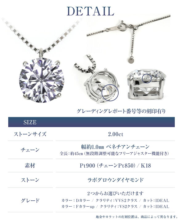 楽天市場】ダイヤモンド ネックレス 2カラット 2.0ct 一粒 プラチナ 