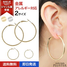 ピアス 金属アレルギー フープ つけっぱなし レディース フープピアス チタン チタンピアス 大きめ 大ぶり 30mm 40mm ゴールド プラチナ 仕上げ ゴールドピアス キャッチレス カジュアル シンプル かわいい 両耳用 ジュエリー アクセサリー 誕生日 プレゼント ギフト 母の日