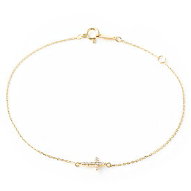 ブレスレット レディース チェーンブレスレット ダイヤモンド ダイヤ 0.05ct シンプル チェーン ゴールド 華奢 小豆チェーン 10K 10金 K10 YG WG PG ピンク クロス クロスモチーフ 人気 ブランド アクセサリー クリスマス プレゼント 女性 誕生日 ギフト