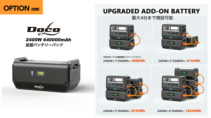 楽天市場】ポータブル電源 大容量 2400W 640,000mAh/2048Wh リン酸鉄 