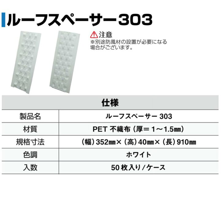 楽天市場】屋根通気層保持材 ルーフスペーサー303 50枚入 屋根断熱 透 