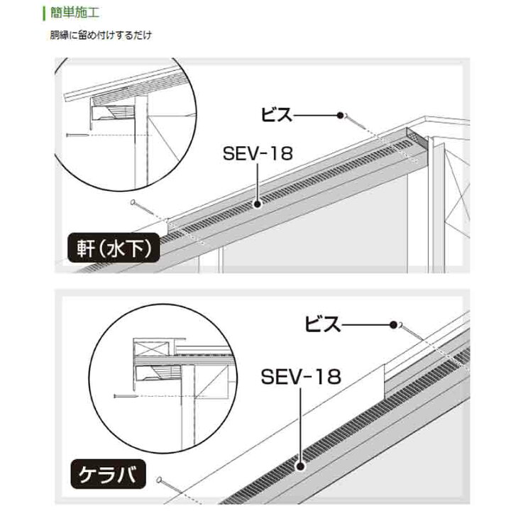 楽天市場】躯体換気部材 通気見切り部材 SEV-18 10本入 20x61x1820mm 