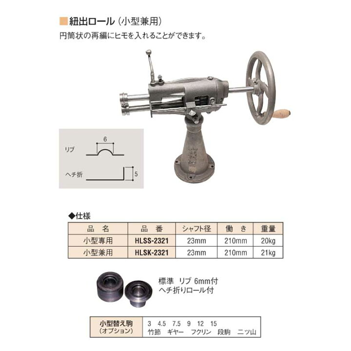 楽天市場】盛光 紐出ロール機 小型紐出・ヘチ折兼用 HLSK-2321 盛光 ア 