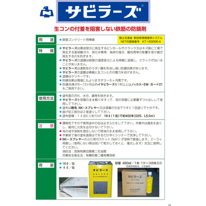 楽天市場】サビラーズ 16L 缶 鉄筋防錆剤 ノックス 共B : プラスワイズ 