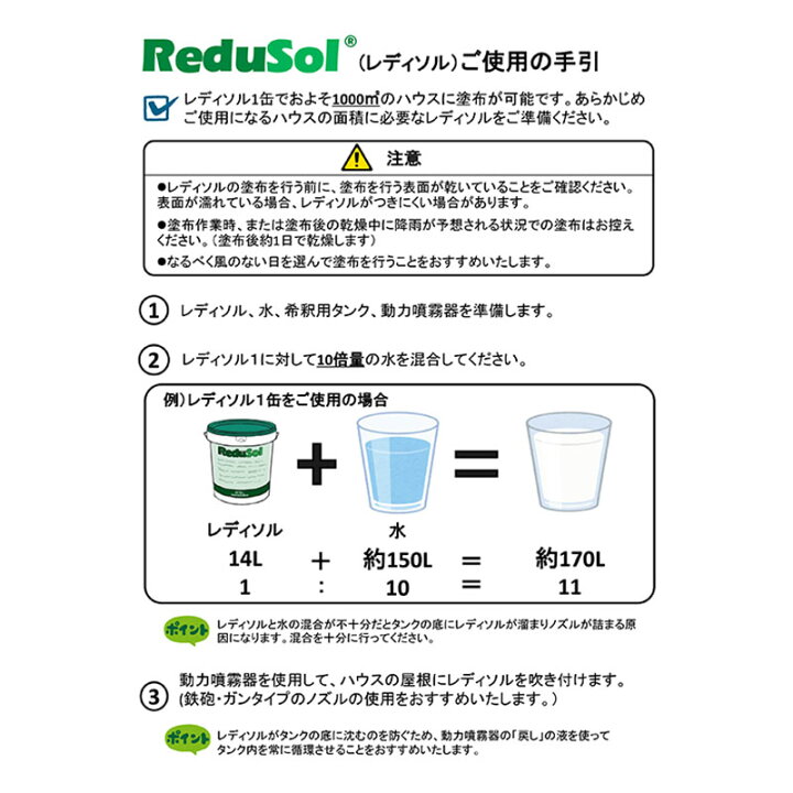 楽天市場】ビニールハウス に塗る 遮光 剤 レディソル ReduSol 20kg 