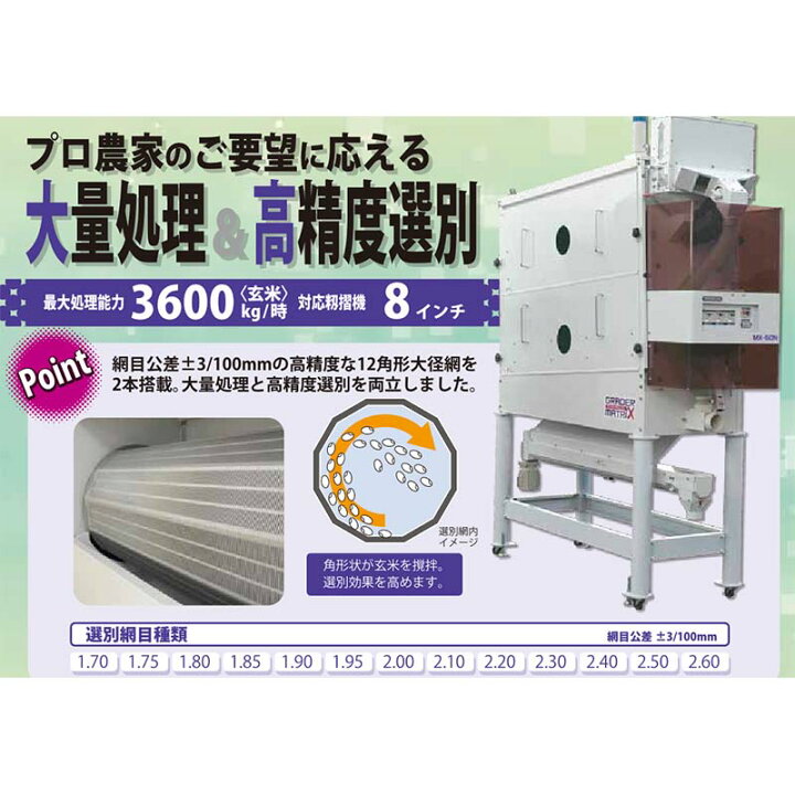 楽天市場】【4/30までエントリーで最大100%Pバック】大型横型米選機 