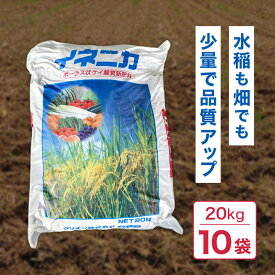 【100%ポイントバック エントリー＆抽選2/25まで】イネニカ 20kg 10袋セット 耐倒状性 水稲 稲作 稲 玉ねぎ タマネギ ネギ 野菜 土壌改良 肥料 覆土 追肥 ケイカル ケイ酸カルシウム K物D 個人宅配送不可
