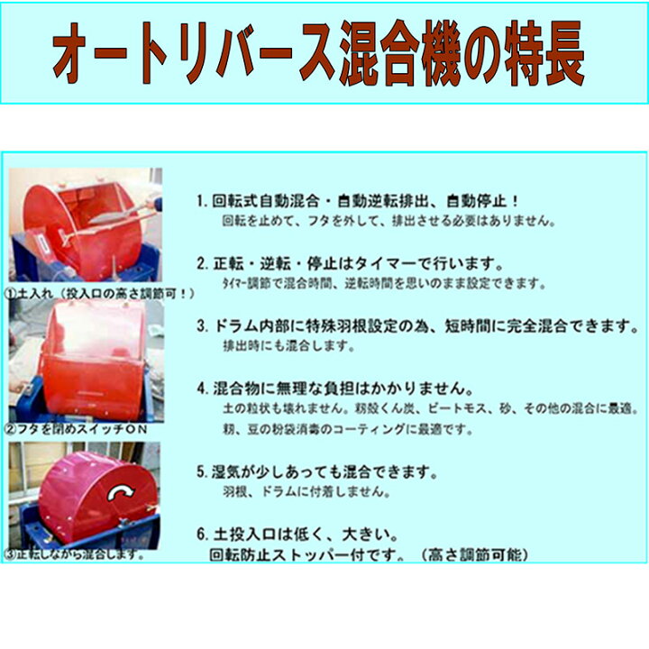 楽天市場】オートリバース混合機 RX100B 三相 200V 吉徳農機 全自動 