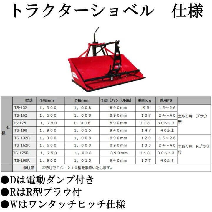 楽天市場】トラクターショベル TS-132R-DW ワンタッチヒッチ対応 